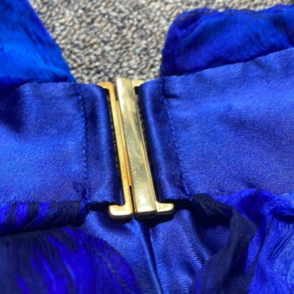 BEACH Bunny Swimwear Bikini Paradise Blue Chevron Silk Maxi Dress Coverup Size M - Picture 9 of 10